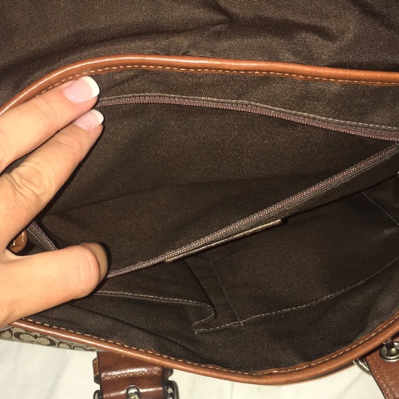 Coach Soho Brown Signature Flap Jacquard Leather Satchel F12312 - Picture 5 of 14